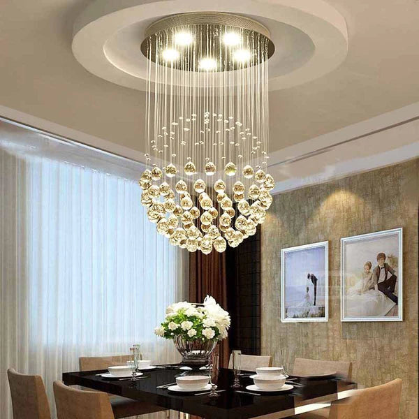 Modern Crystal Raindrop Chandelier Dining Room Lighting Fixtures