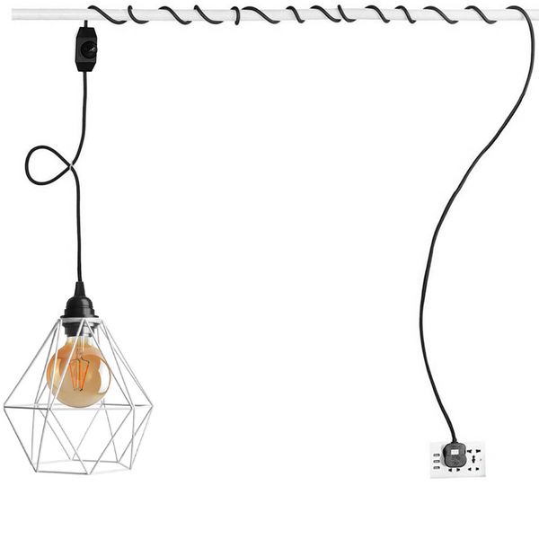 Dimmer Switch 4m Rubber Cable Lamp Light Set With Shades ~1862