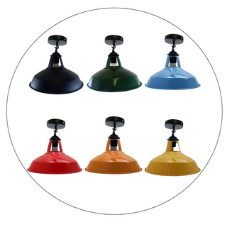 Colour Industrial Metal Ceiling Plate Light Holder & Retro Pendant Lamp Shade~1412