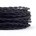 16Ft Twisted Cloth Covered Wire 18 Gauge 3 Conductor Braided Light Cord Black~1504