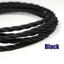 16Ft Twisted Cloth Covered Wire 18 Gauge 3 Conductor Braided Light Cord Black~1504