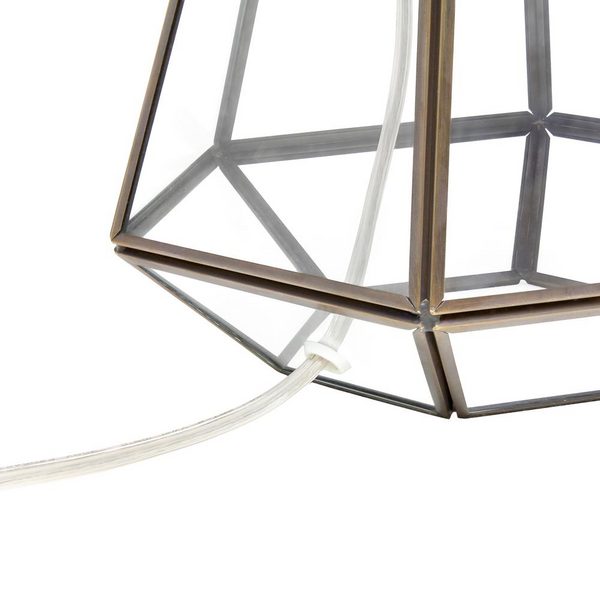 Transparent Triagonal Table Lamp, Brass