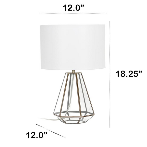 Transparent Triagonal Table Lamp, Brass