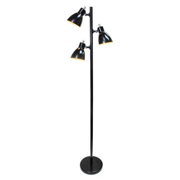 Simple Designs Metal 3-Light Tree Floor Lamp, Black Finish