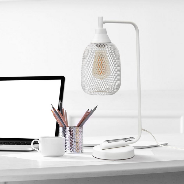 Industrial Mesh Desk Lamp, White