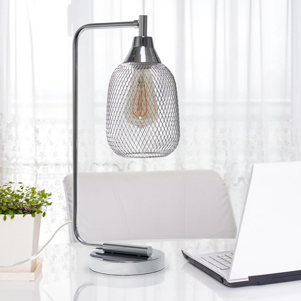 Industrial Mesh Desk Lamp, Chrome