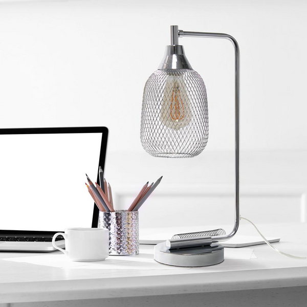 Industrial Mesh Desk Lamp, Chrome