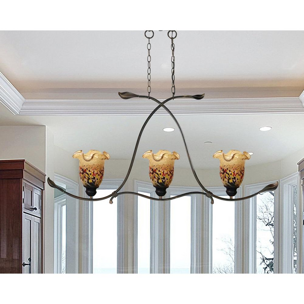 Luster 3-Light Hand Blown Art Glass Hanging Fixture