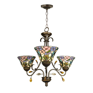 Crystal Peony 3-Light Tiffany Hanging Fixture