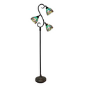 Alassio Teal 3-Light Tiffany Floor Lamp