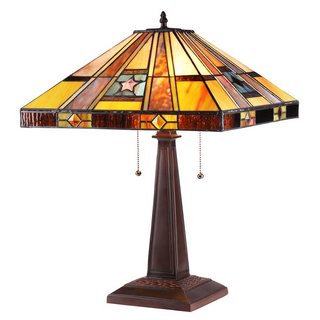 ELY Tiffany-style 2 Light Mission Table Lamp 16