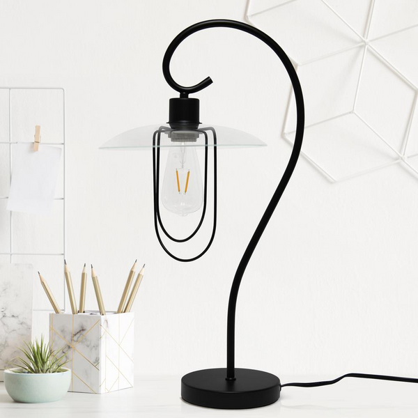 Modern Metal Scroll Table Lamp, Black