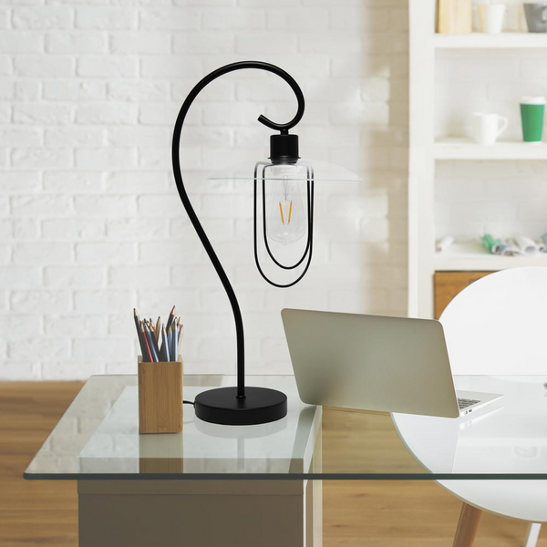 Modern Metal Scroll Table Lamp, Black