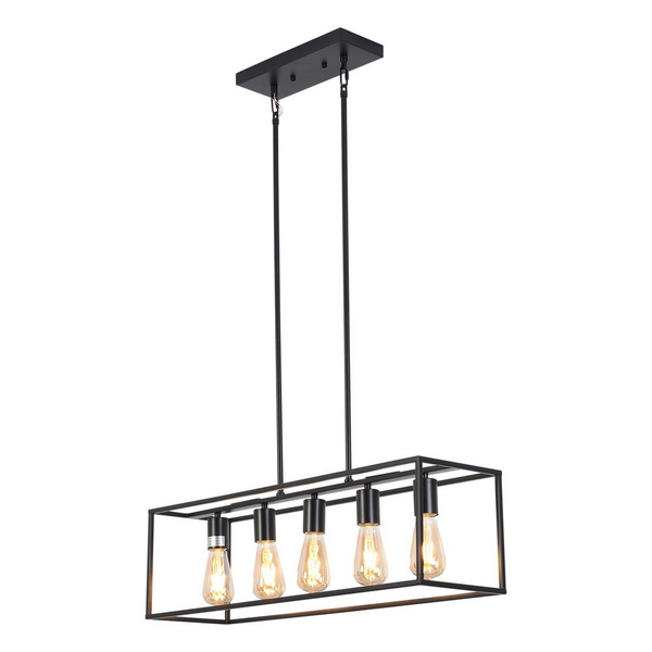 CHLOE Lighting IRONCLAD Industrial 5 Light Matt Black Island Pendant 33