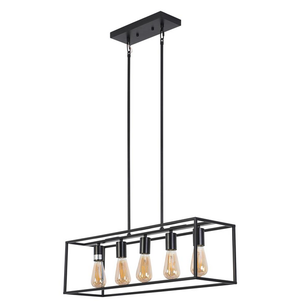 CHLOE Lighting IRONCLAD Industrial 5 Light Matt Black Island Pendant 33