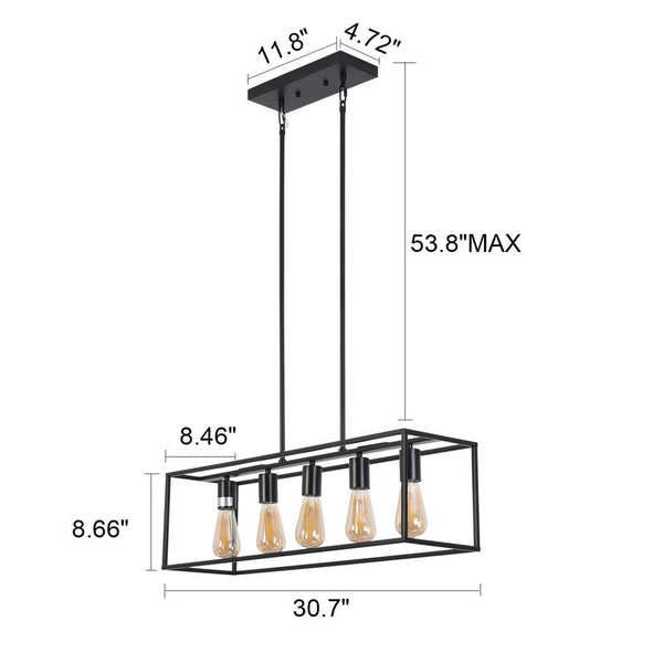 CHLOE Lighting IRONCLAD Industrial 5 Light Matt Black Island Pendant 33