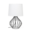 Geometrically Wired Table Lamp, White on Black