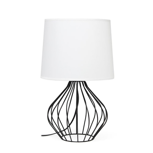 Geometrically Wired Table Lamp, White on Black