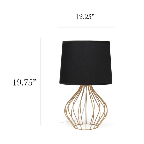 Geometrically Wired Table Lamp, Black on Copper