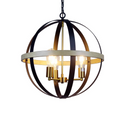 CHLOE Lighting ABBOTT Farmhouse-Style Black/Bronze/Wood 3 Light Pendant 20