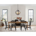 CHLOE Lighting ABBOTT Farmhouse-Style Black/Bronze/Wood 3 Light Pendant 20