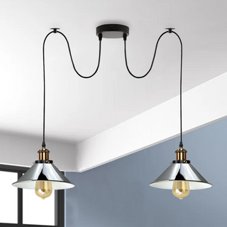 2-way Retro Industrial ceiling cable E27 Hanging lamp pendant light~3403