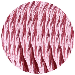 18 Gauge 2 Conductor Twisted Cloth Covered Wire Braided Light Cord Shiny Pink~1347