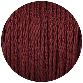 18 Gauge 2 Conductor Twisted Cloth Covered Wire Braided Light Cord Burgandy ~1194