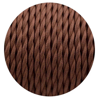 18 Gauge 2 Conductor Twisted Cloth Covered Wire Braided Light Cord Brown~1407