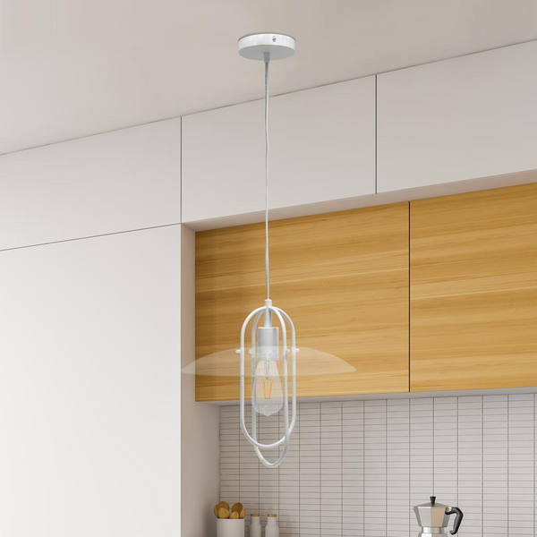 Lalia Home 1 Light Elongated Metal Pendant Light, White