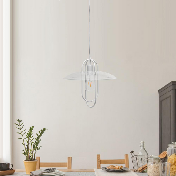 Lalia Home 1 Light Elongated Metal Pendant Light, White