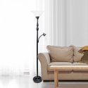 Torchiere Floor Lamp with Reading Light and Marble Glass Shades