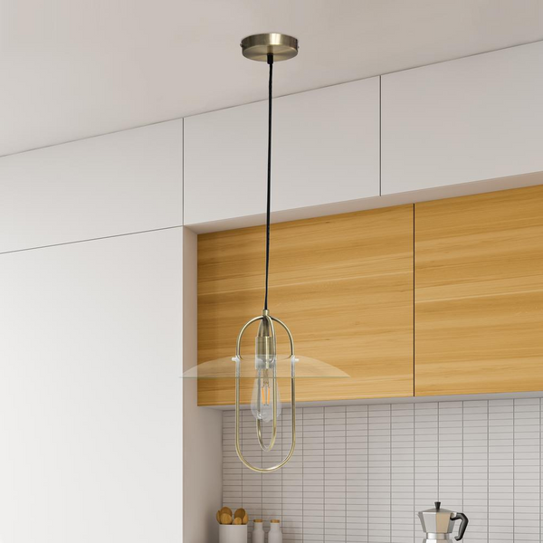 Lalia Home 1 Light Elongated Metal Pendant Light, Antique Brass