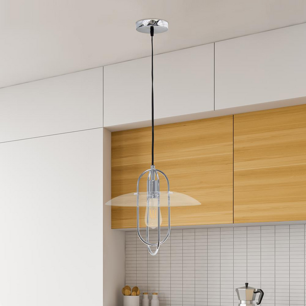 Lalia Home 1 Light Elongated Metal Pendant Light, Chrome