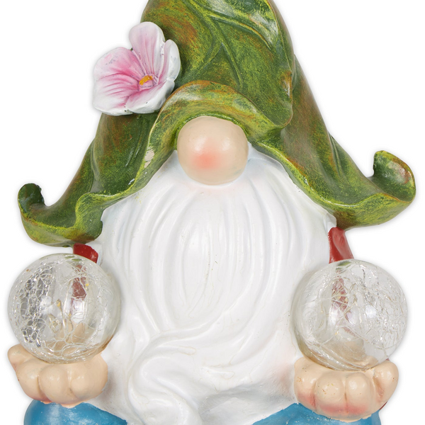 Meditating Leaf-Hat Gnome Solar Garden Light