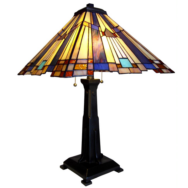 FLARE Tiffany-style 2 Light Mission Table Lamp 15