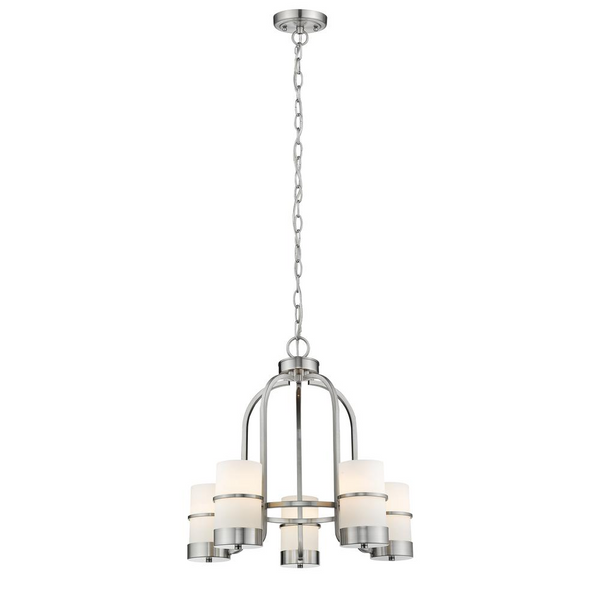 PENELOPE Contemporary 5 Light Brushed Nickel Mini Chandelier 22