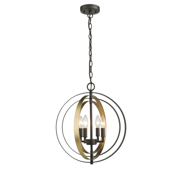 DARBY Industrial 4 Light Rubbed Bronze & Gold Ceiling Pendant 16