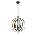 DARBY Industrial 4 Light Rubbed Bronze & Gold Ceiling Pendant 16