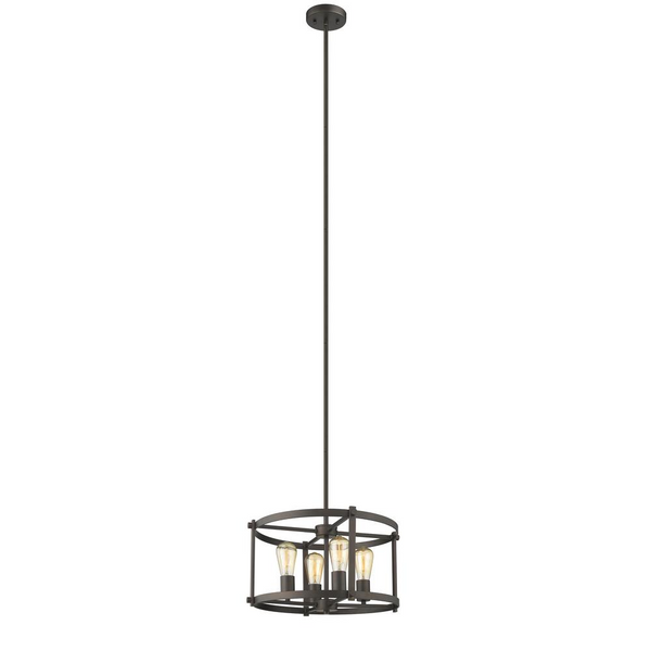 IRONCLAD Farmhouse 4 Light  Rubbed Bronze Convertible Ceiling Pendant 17.5