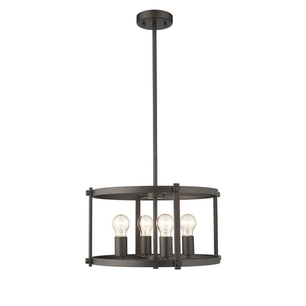 IRONCLAD Farmhouse 4 Light  Rubbed Bronze Convertible Ceiling Pendant 17.5