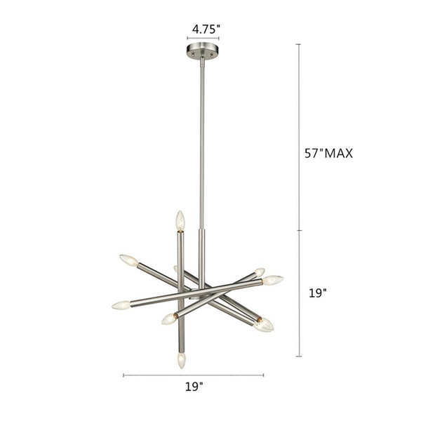 ADALYNN Transitional 10 Light Brushed Nickel Ceiling Pendant 19