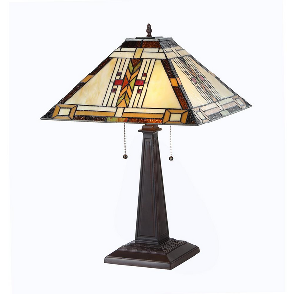 Tiffany-style 2 Light Mission Table Lamp 16