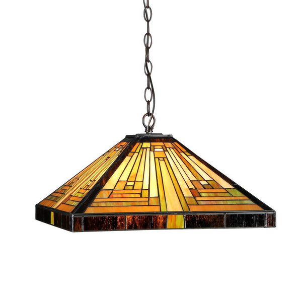 INNES Tiffany-style 2 Light Mission Ceiling Pendant Fixture 16