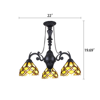 CHLOE Lighting GEORGIA Tiffany-Style Victorian Stained Glass Mini Chandelier 21