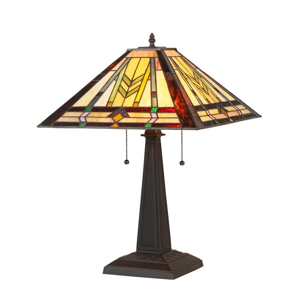 NATHAN Tiffany-style 2 Light Mission Table Lamp 16