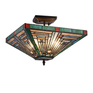 CHLOE Lighting INNES Tiffany-style Blackish Bronze 2 Light Mission Ceiling Fixture 14