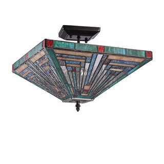 CHLOE Lighting INNES Tiffany-style Blackish Bronze 2 Light Mission Ceiling Fixture 14