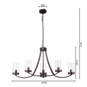 IDA Farmhouse 5 Light Rubbed Bronze Ceiling Pendant 35.5