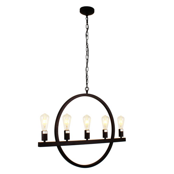 IRONCLAD Farmhouse 5 Light Oil Rubbed Bronze Ceiling Pendant 32